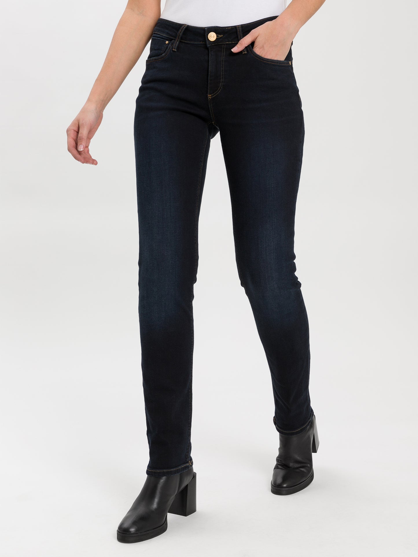 Rose Damen Jeans Regular Fit High Waist schwarz