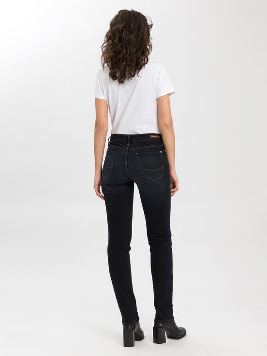 Rose Damen Jeans Regular Fit Mid Waist schwarz