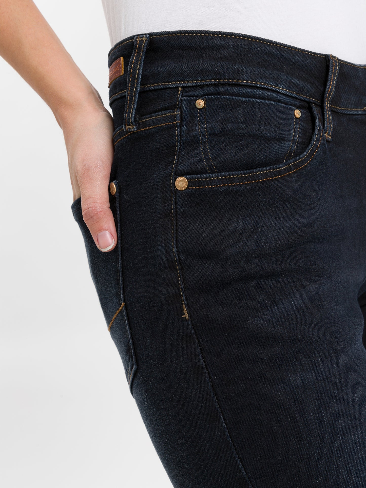 Rose Damen Jeans Regular Fit Mid Waist schwarz
