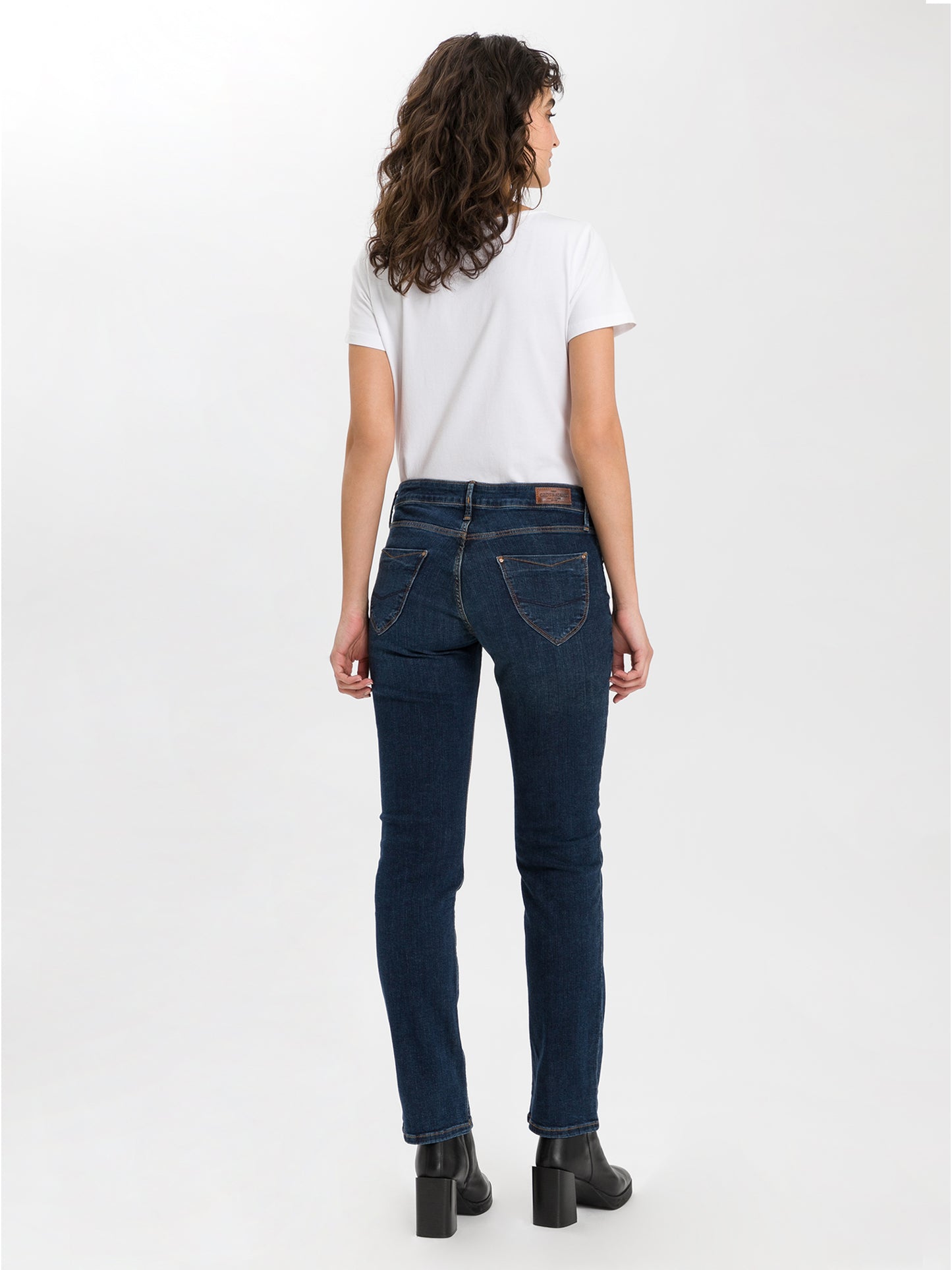 Rose women's jeans regular fit high waist dark blue