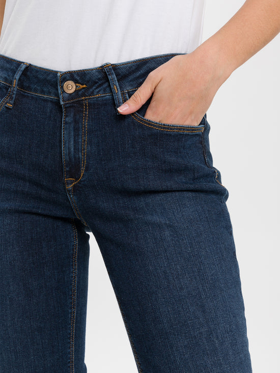Rose women's jeans regular fit high waist dark blue