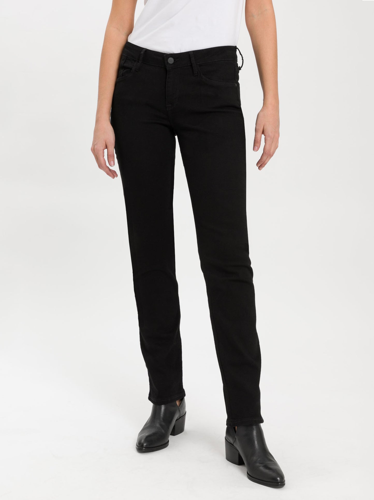 Rose Damen Jeans Regular Fit Mid Waist schwarz