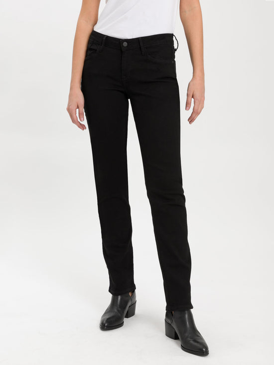 Rose Damen Jeans Regular Fit Mid Waist schwarz