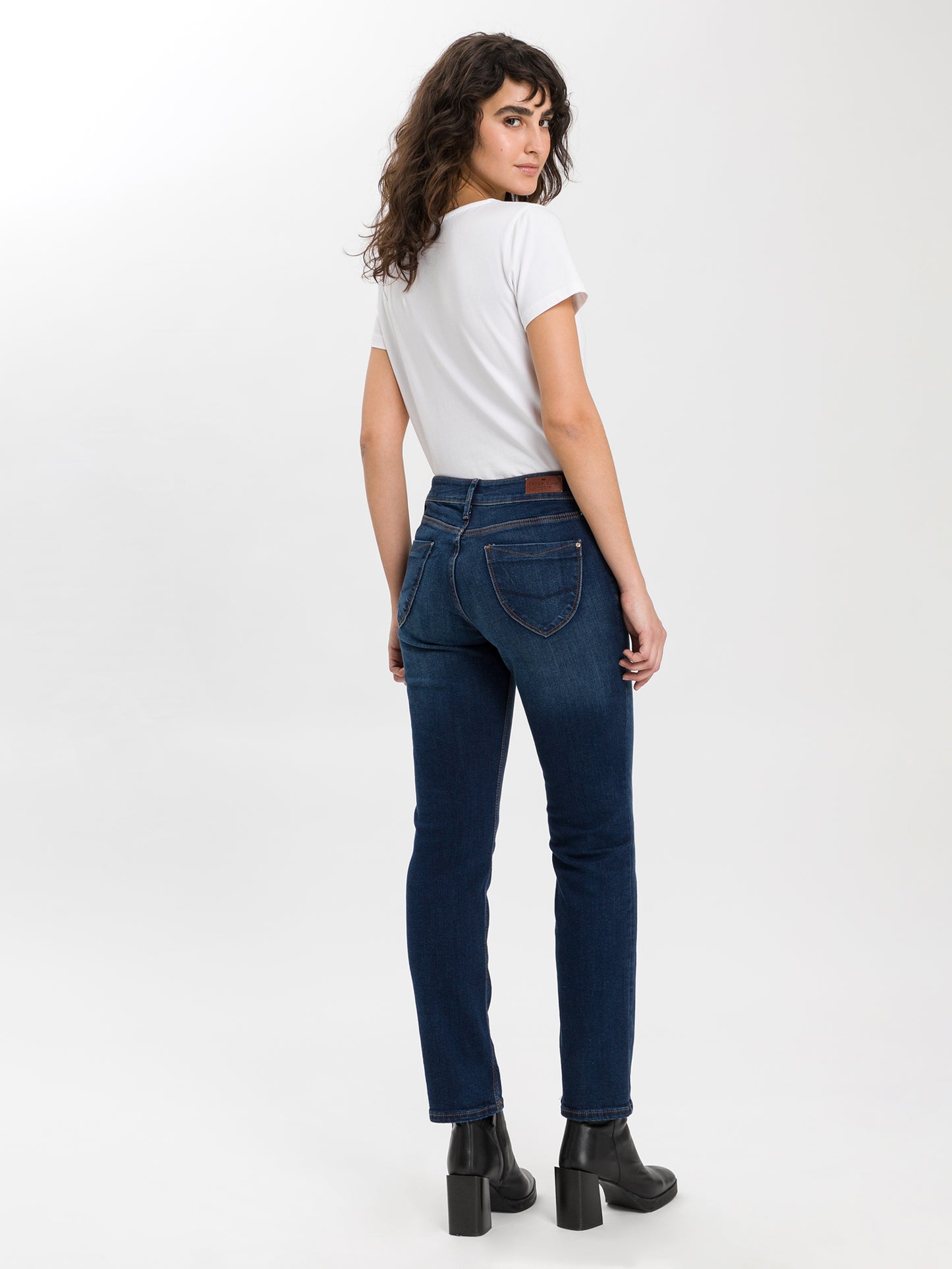 Rose Damen Jeans Regular Fit Mid Waist dunkelblau