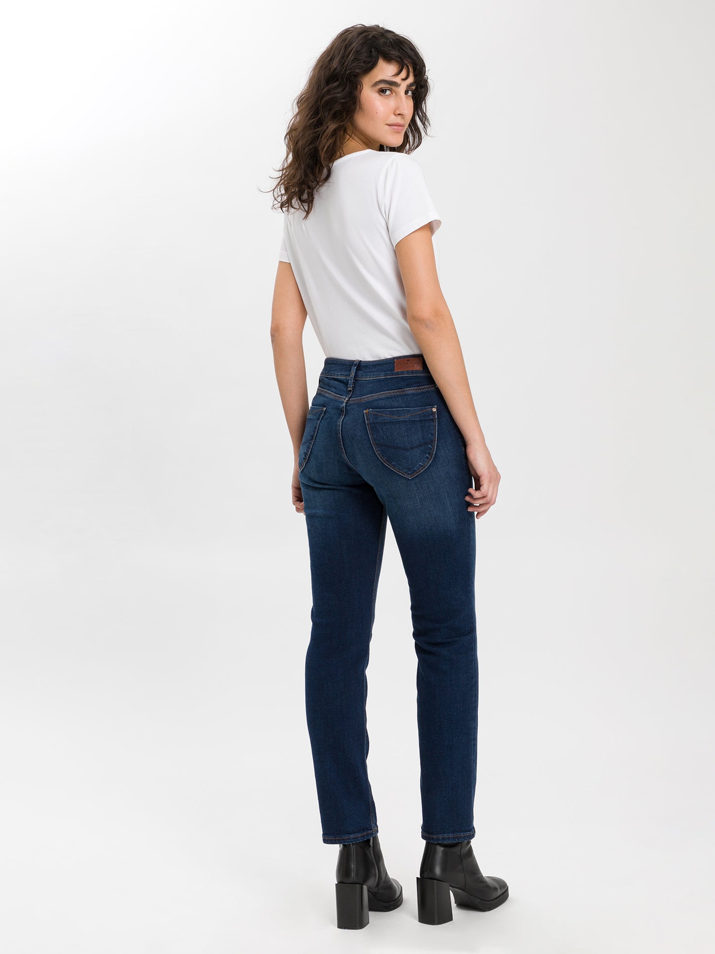 Rose Damen Jeans Regular Fit High Waist dunkelblau