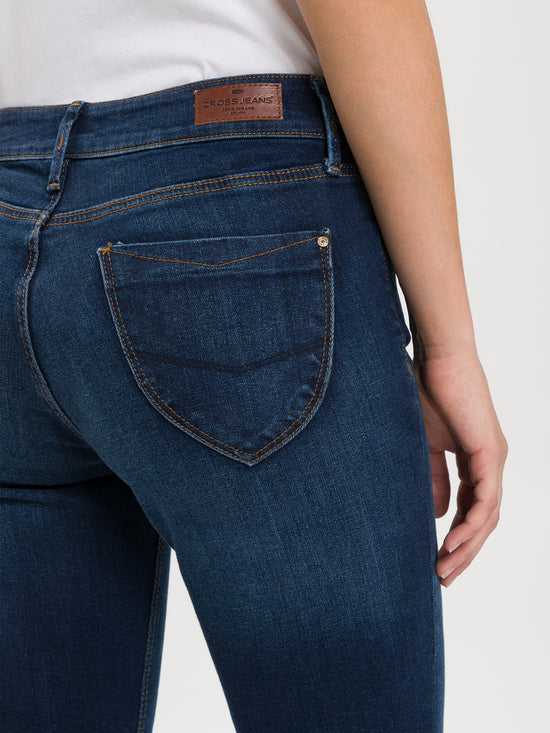 Rose Damen Jeans Regular Fit Mid Waist dunkelblau