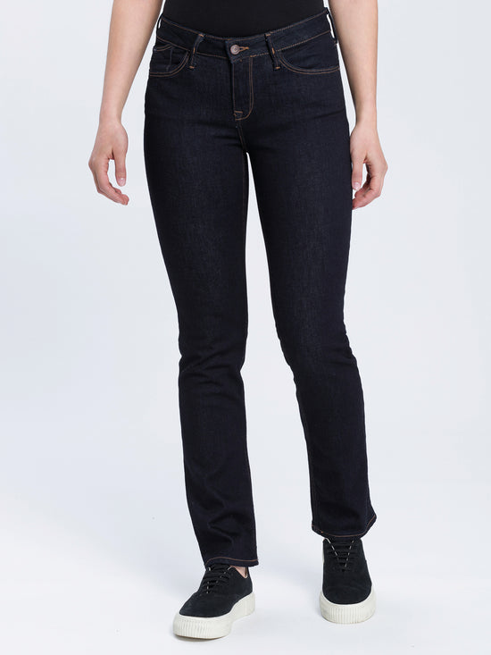 Rose Damen Jeans Regular Fit Mid Waist rinsed