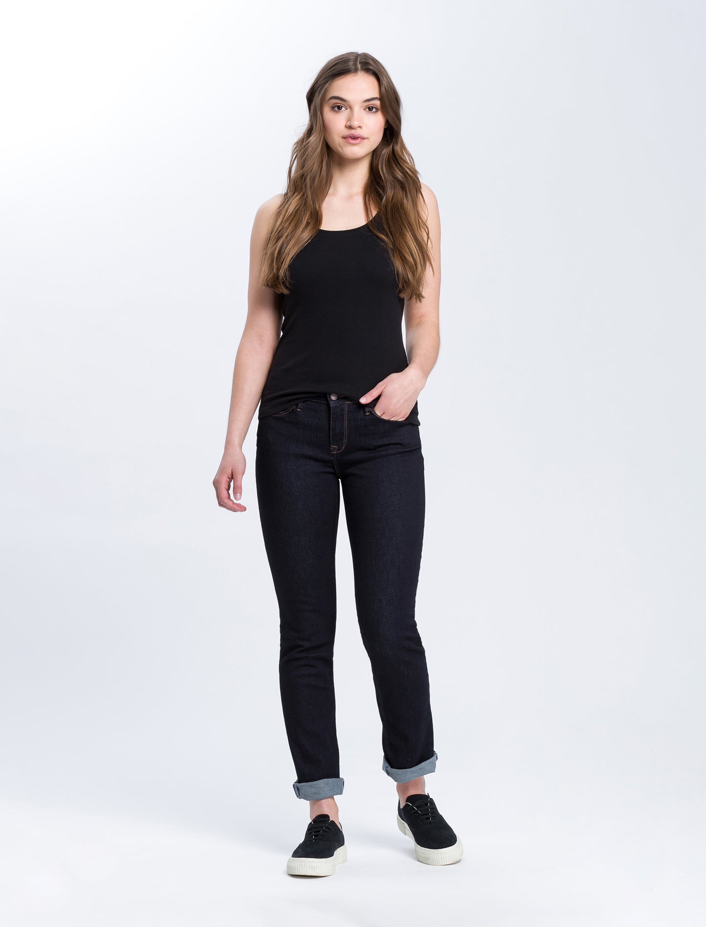 Rose Damen Jeans Regular Fit Mid Waist rinsed