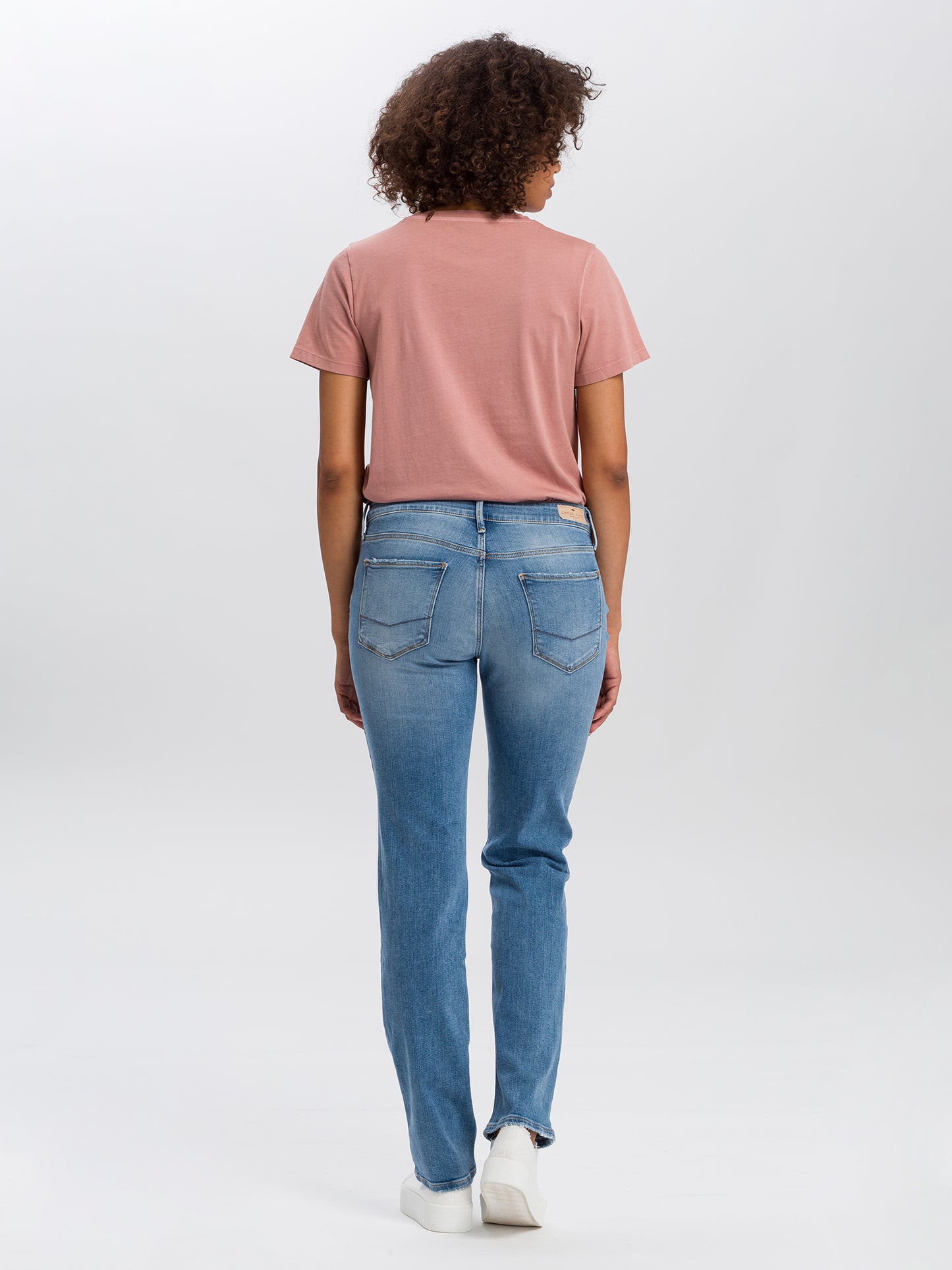 Rose Damen Jeans Regular Fit High Waist mittelblau