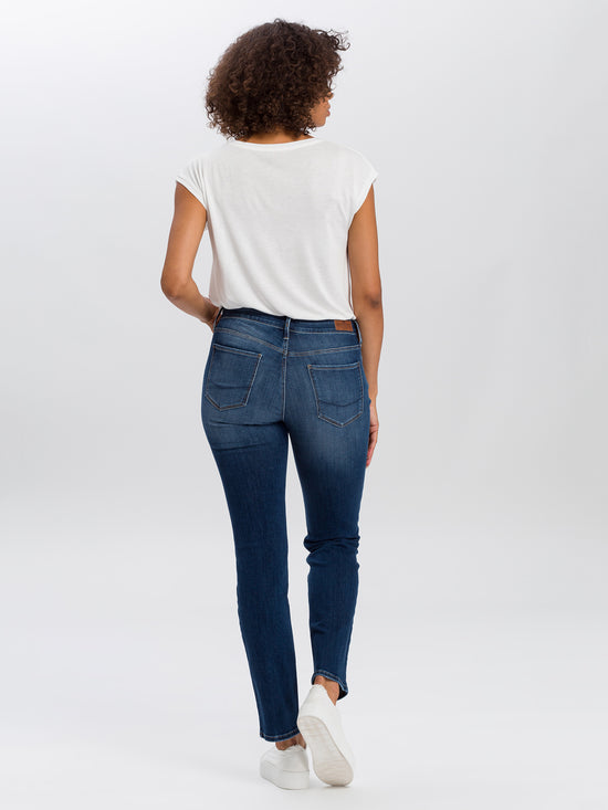 Rose women's jeans regular fit high waist dark blue