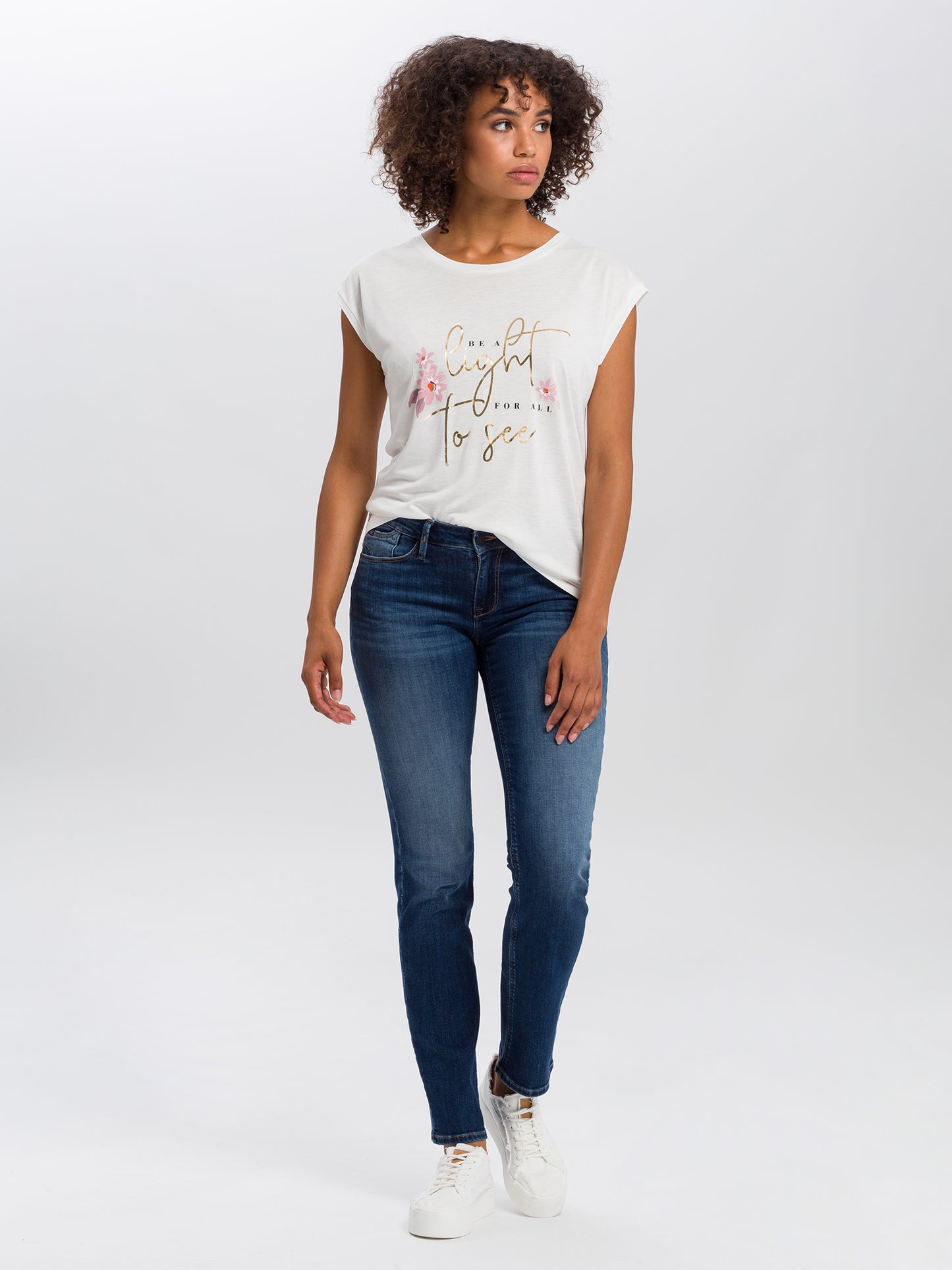 Rose Damen Jeans Regular Fit Mid Waist dunkelblau