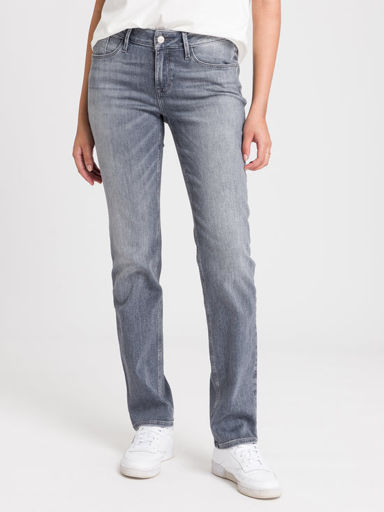 Rose Damen Jeans Regular Fit Mid Waist grau