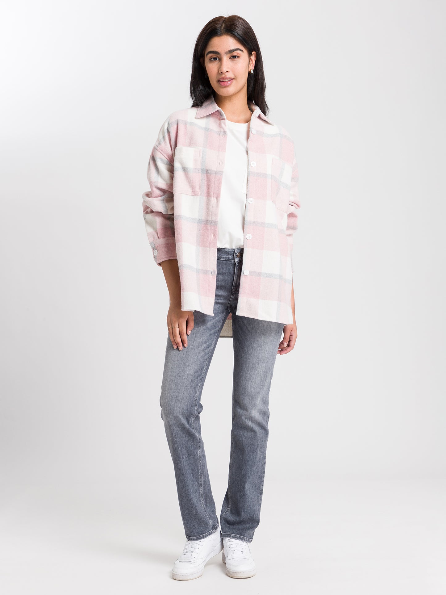 Rose Damen Jeans Regular Fit Mid Waist grau