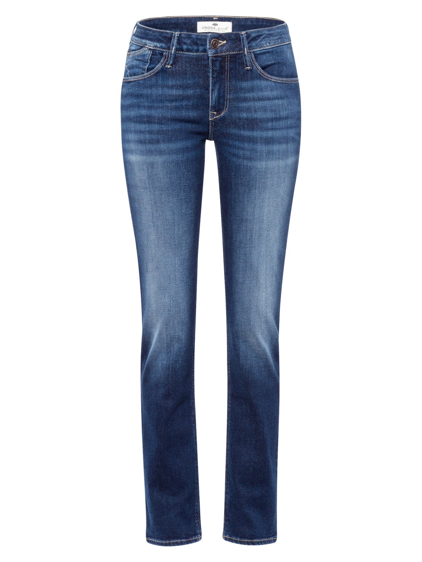 Rose Damen Jeans Regular Fit Mid Waist mittelblau