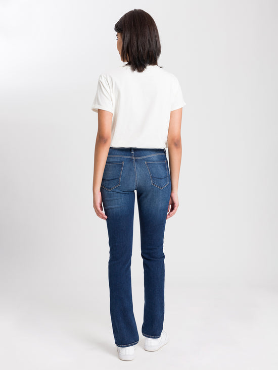 Rose Damen Jeans Regular Fit Mid Waist mittelblau
