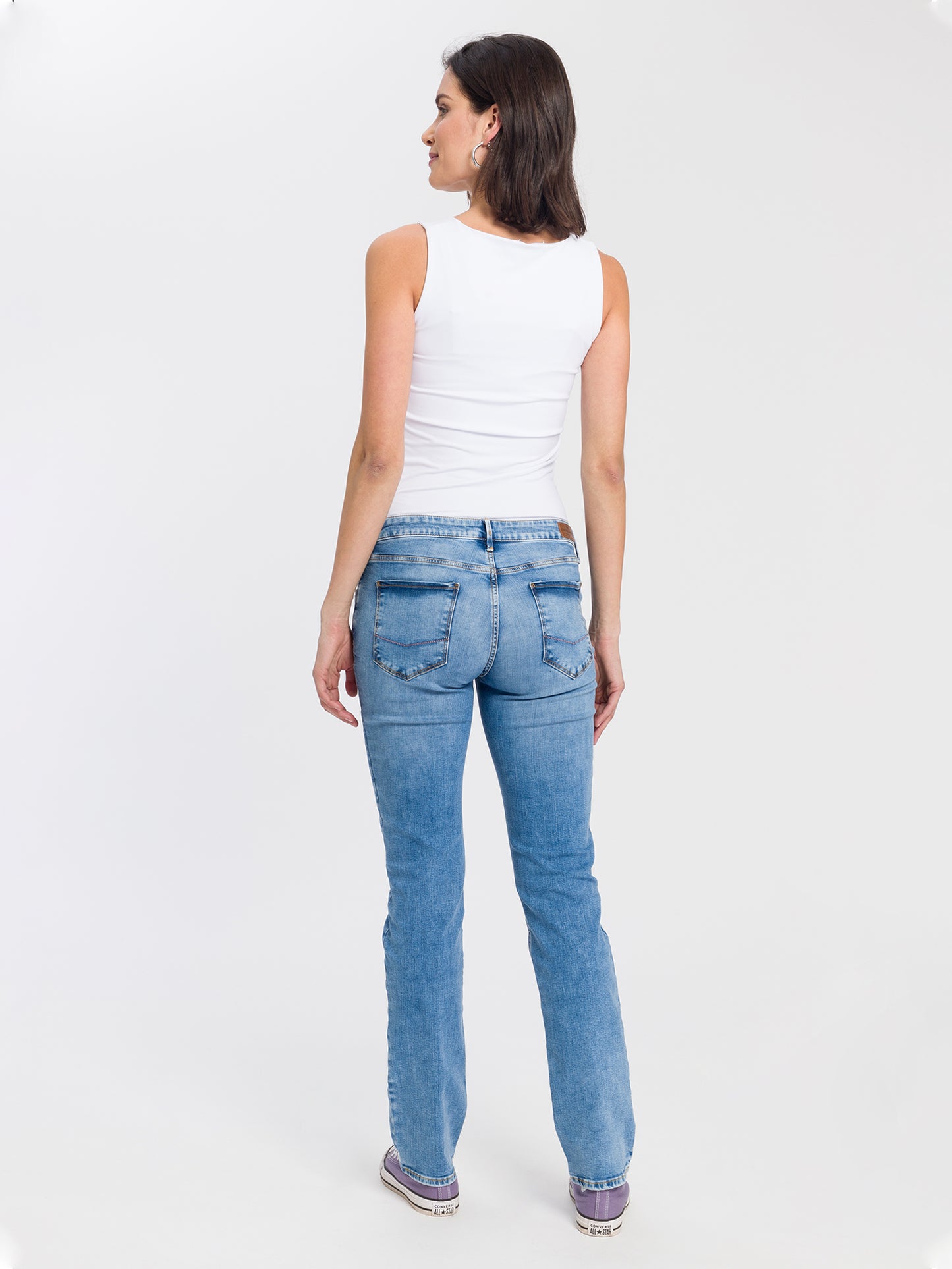 Rose Damen Jeans Regular Fit High Waist mittelblau