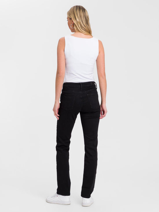 Rose Damen Jeans Regular Fit High Waist schwarz