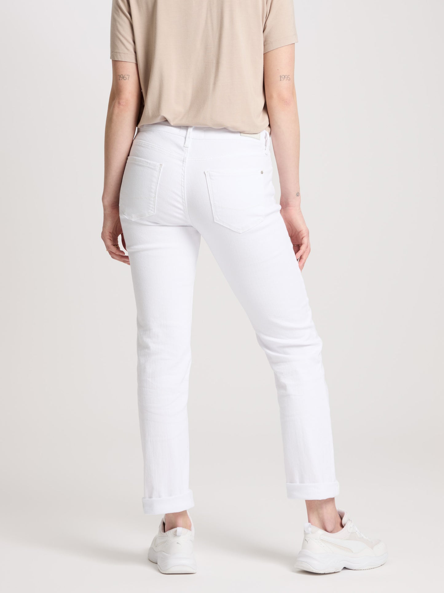 Rose Damen Jeans Regular Fit High Waist weiß