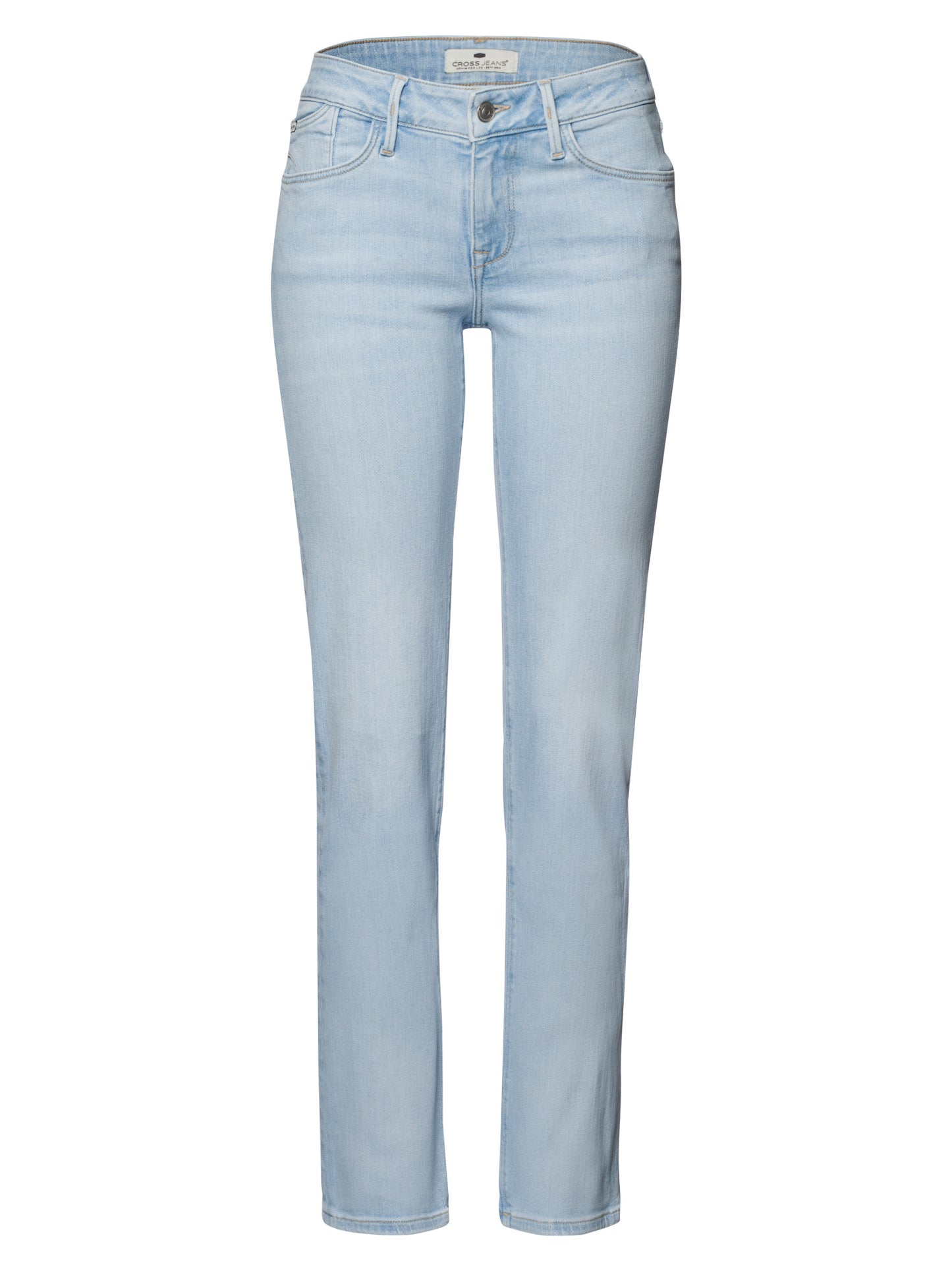 Rose Damen Jeans Regular Fit Mid Waist hellblau