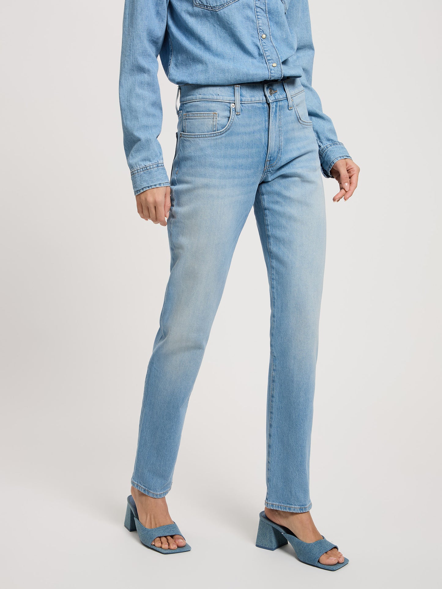 Emilia Damen Jeans Regular Fit Mid Waist hellblau