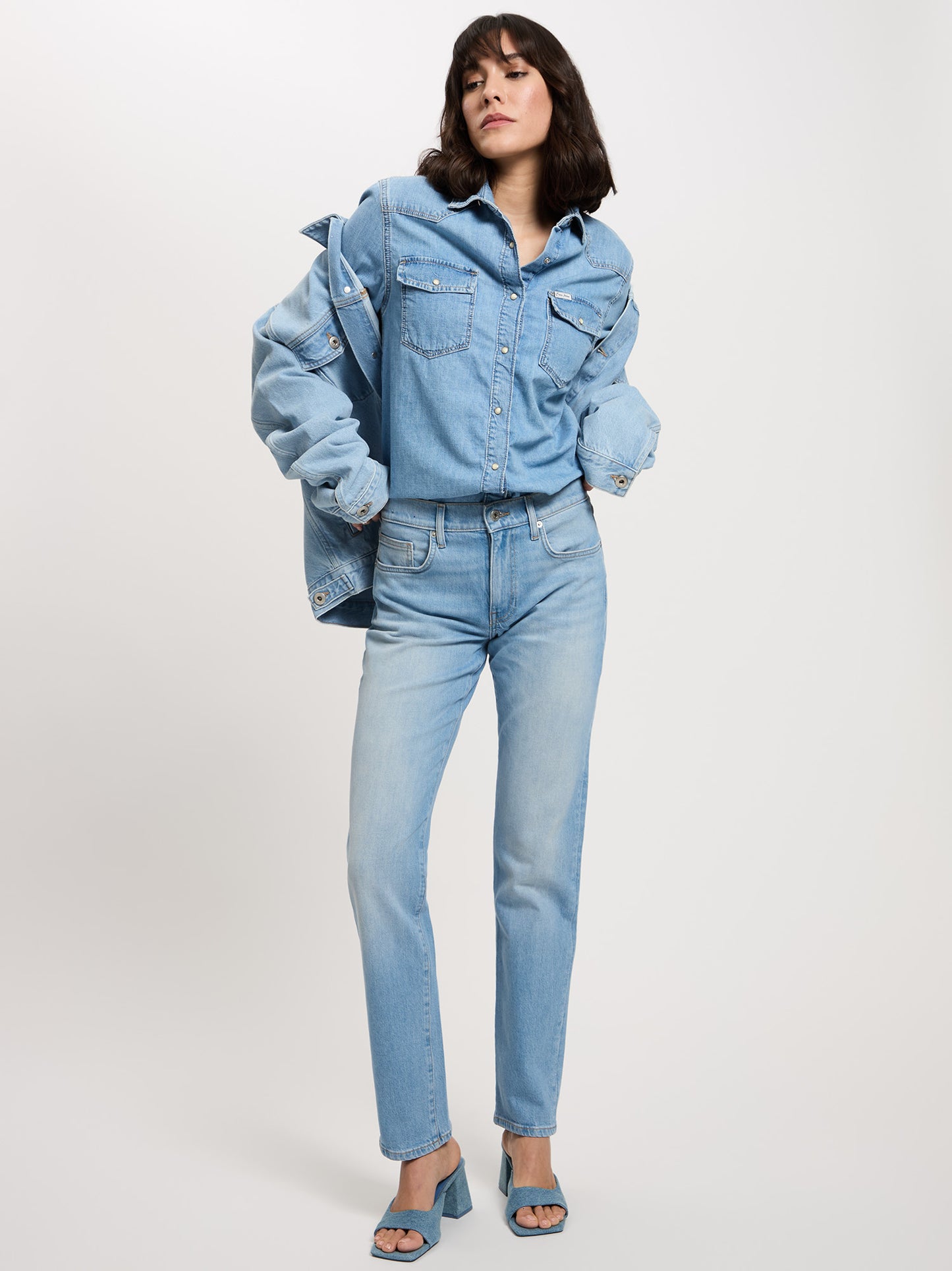 Emilia Damen Jeans Regular Fit Mid Waist hellblau