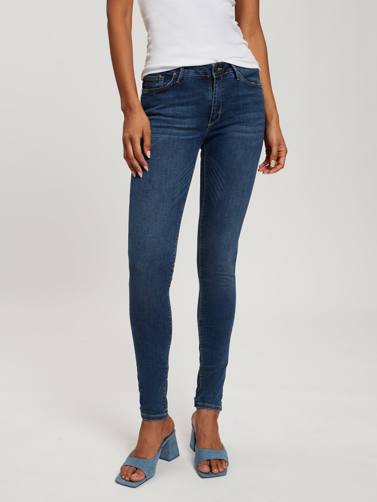 Alan Damen Jeans Skinny Fit Mid Waist dunkelblau