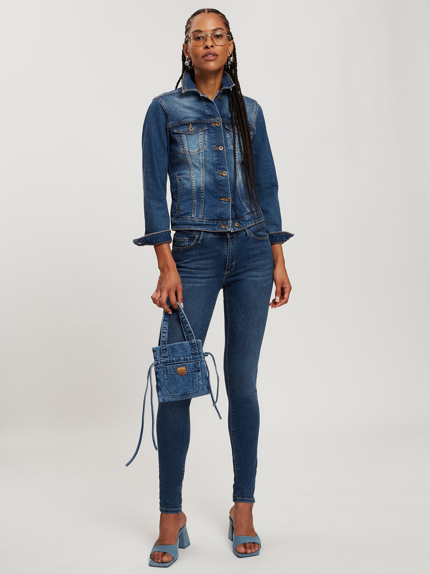 Alan Damen Jeans Skinny Fit Mid Waist dunkelblau