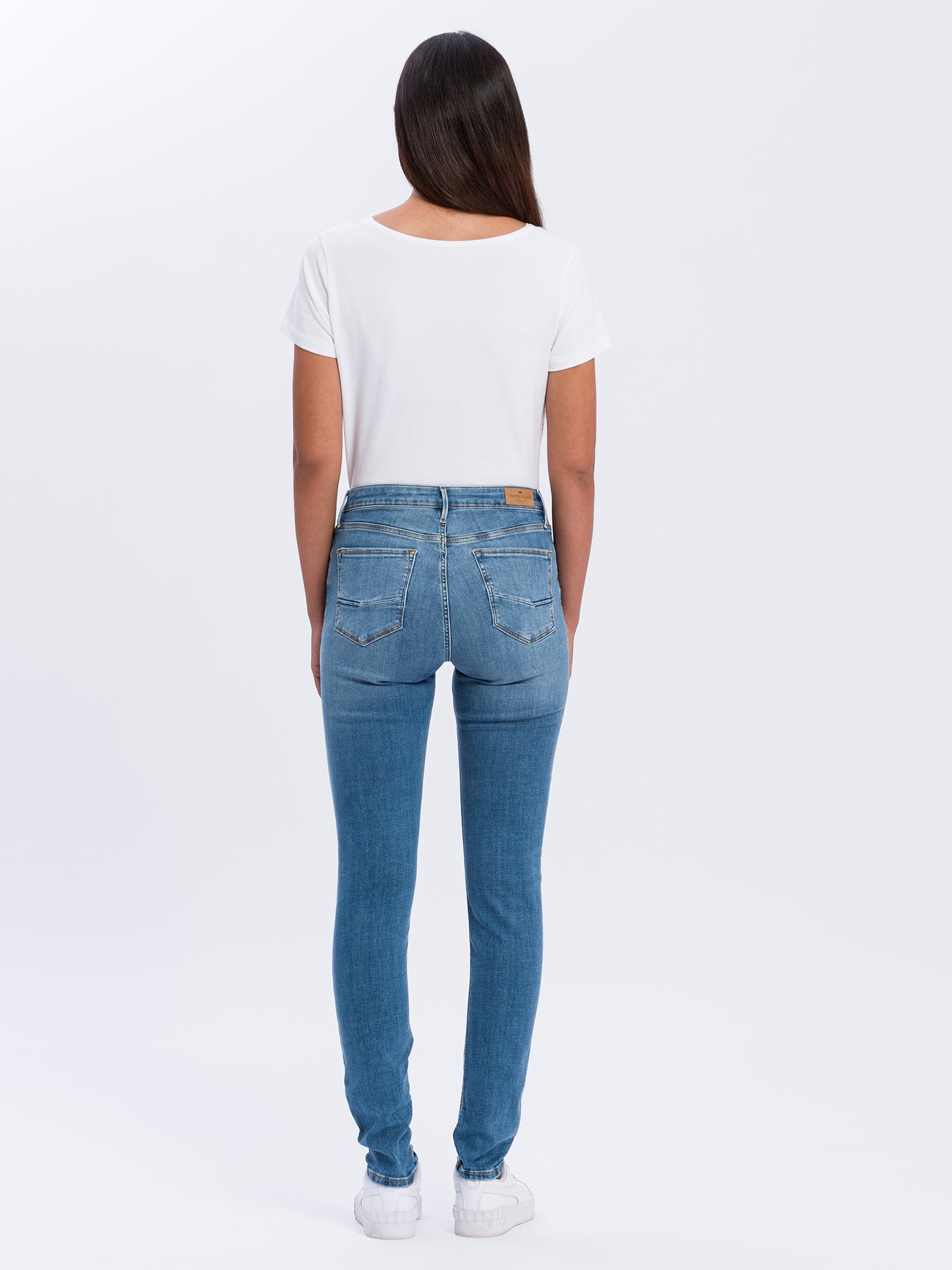 Alan Damen Jeans Skinny Fit High Waist mittelblau