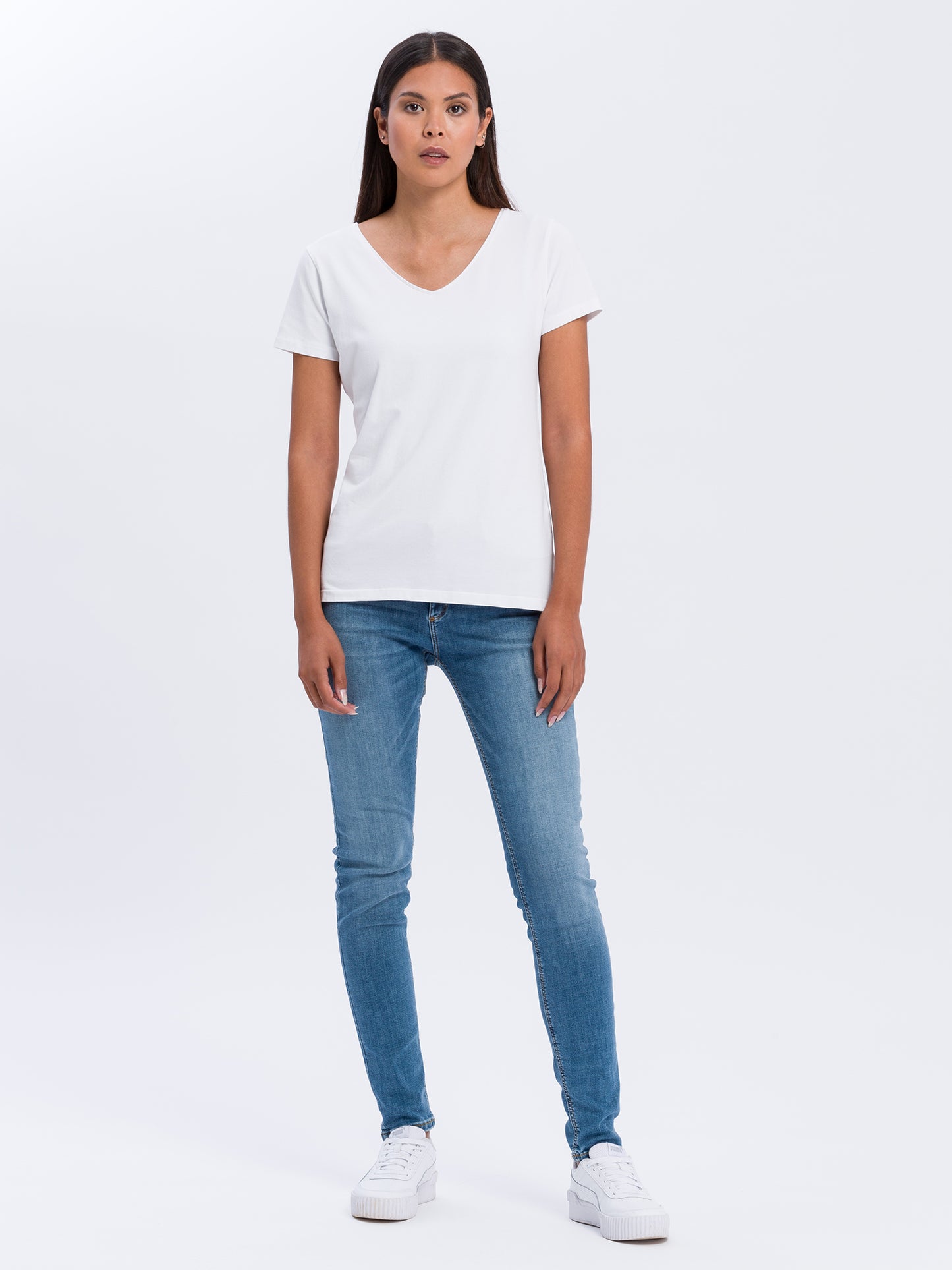 Alan Damen Jeans Skinny Fit Mid Waist mittelblau