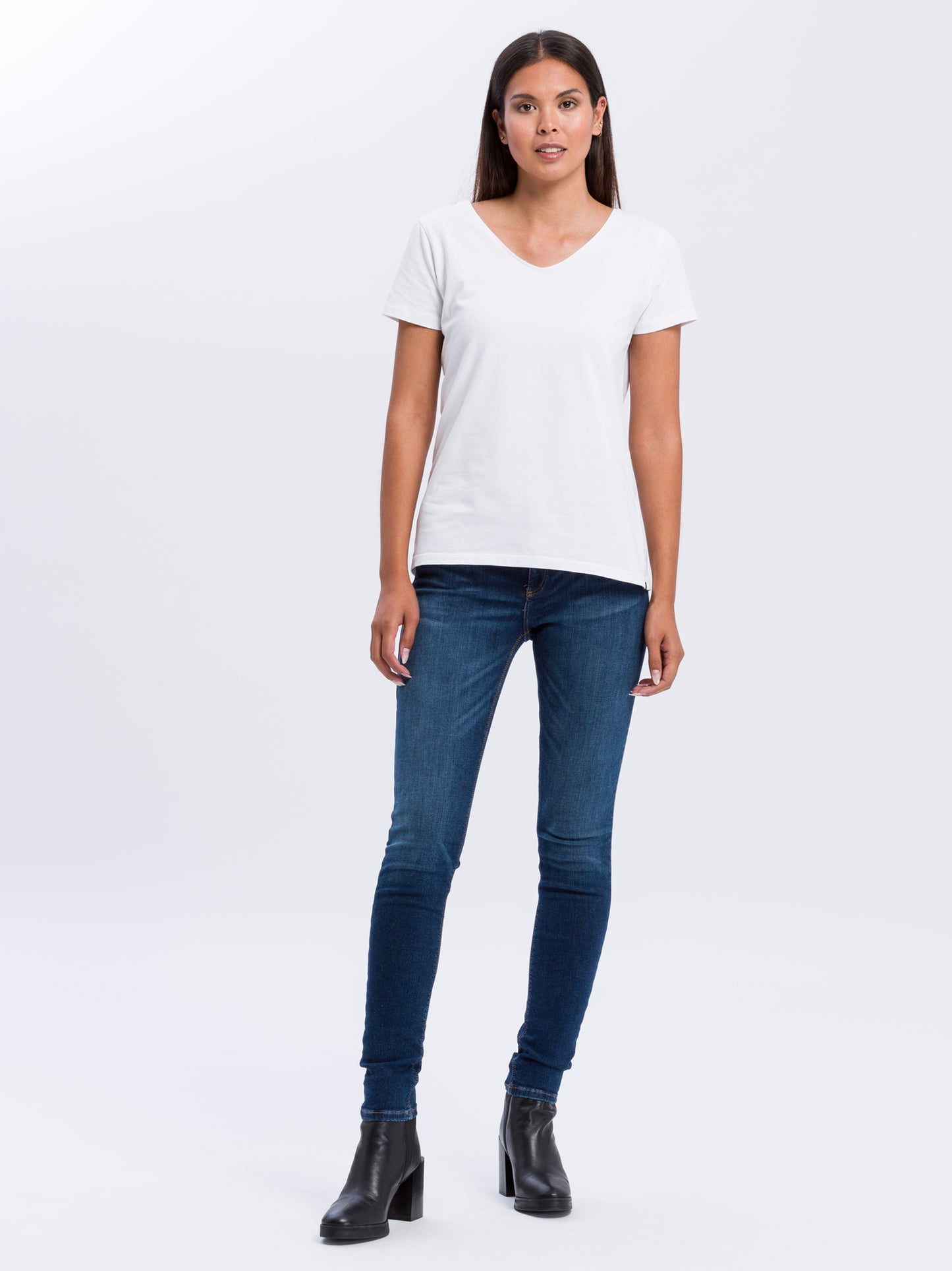 Alan Damen Jeans Skinny Fit Mid Waist dunkelblau