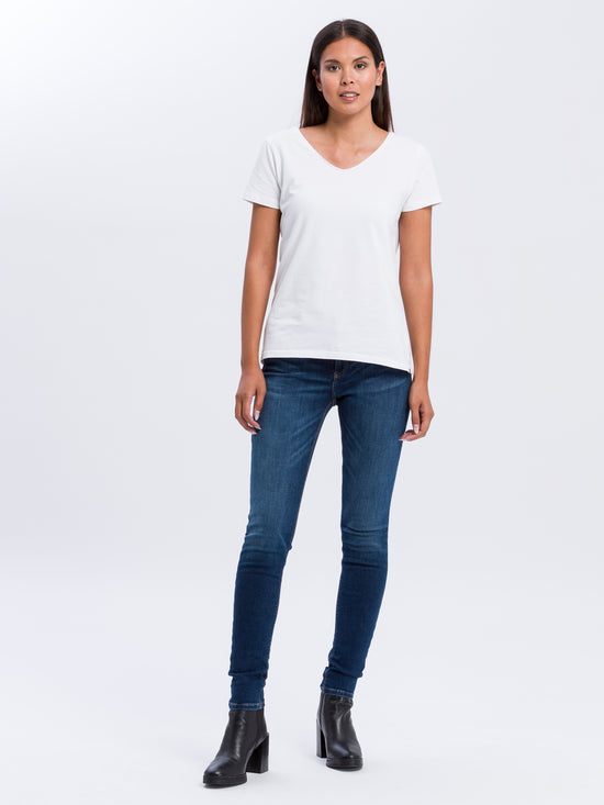 Alan Damen Jeans Skinny Fit Mid Waist dunkelblau