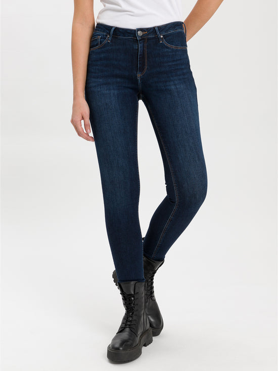 Alan Damen Jeans Skinny Fit High Waist mittelblau