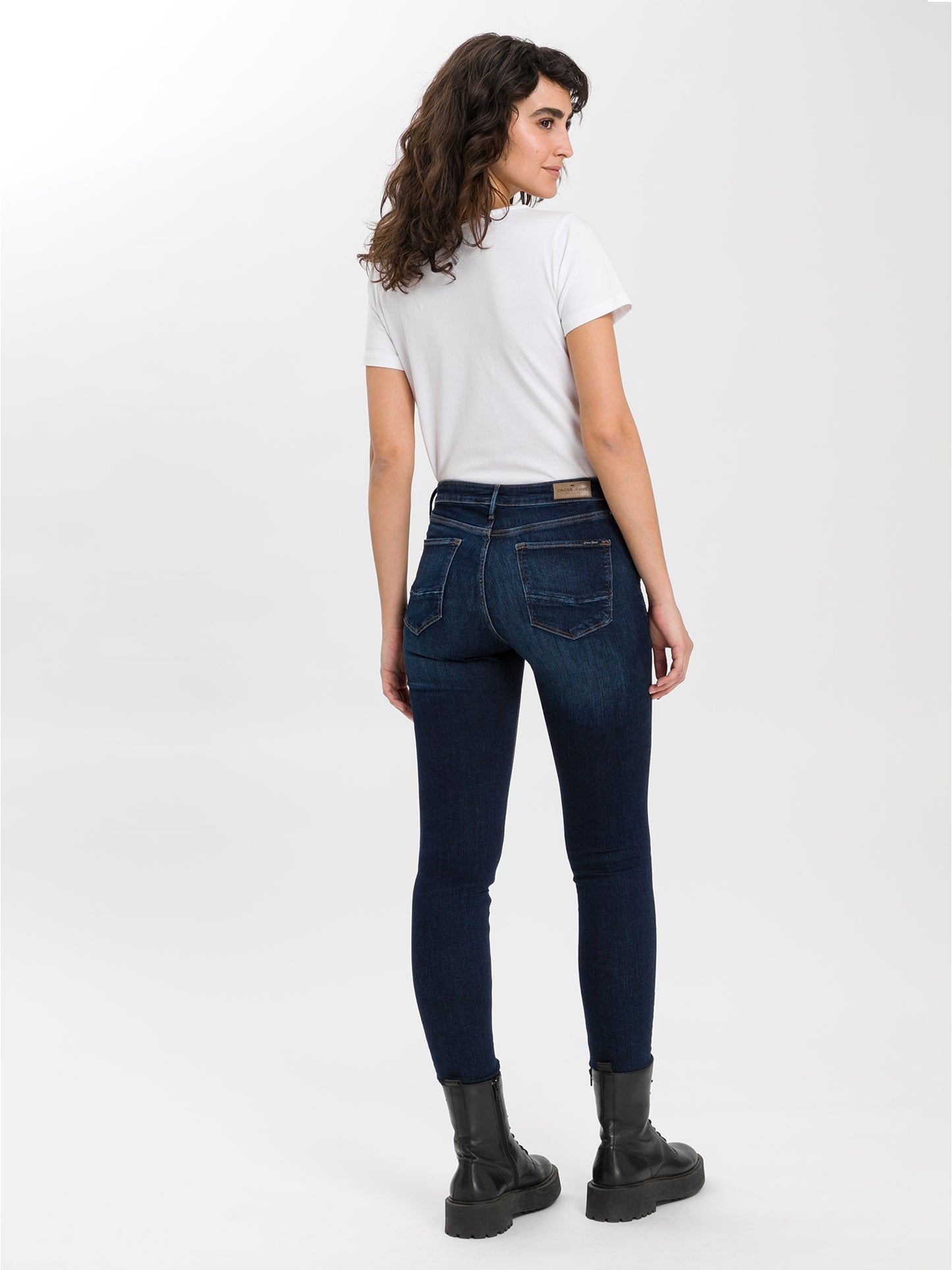 Alan Damen Jeans Skinny Fit High Waist mittelblau