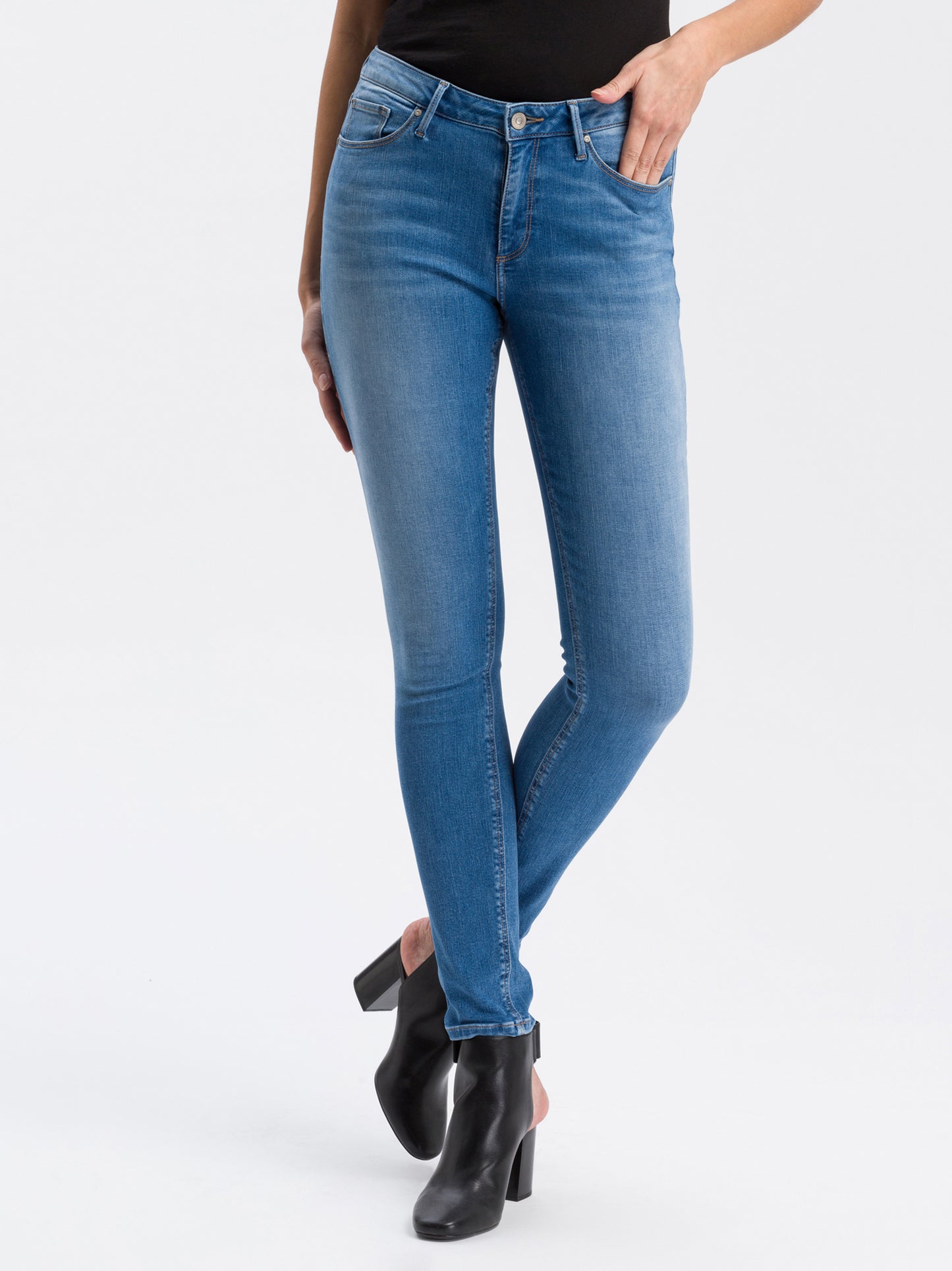 Alan Damen Jeans Skinny Fit Mid Waist hellblau