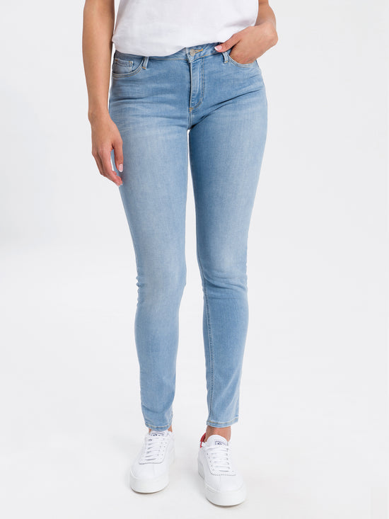 Alan Damen Jeans Skinny Fit Mid Waist hellblau