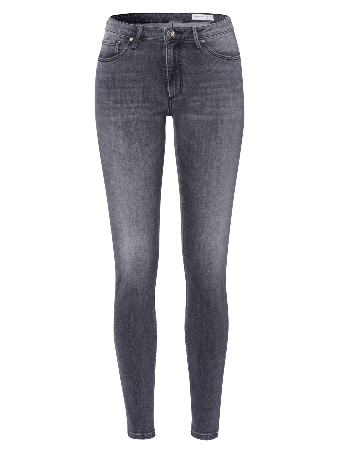 Alan Damen Jeans Skinny Fit Mid Waist grau