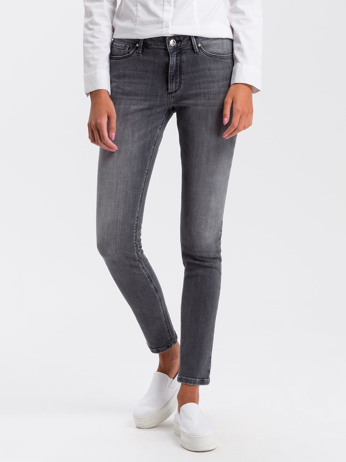 Alan Damen Jeans Skinny Fit Mid Waist grau