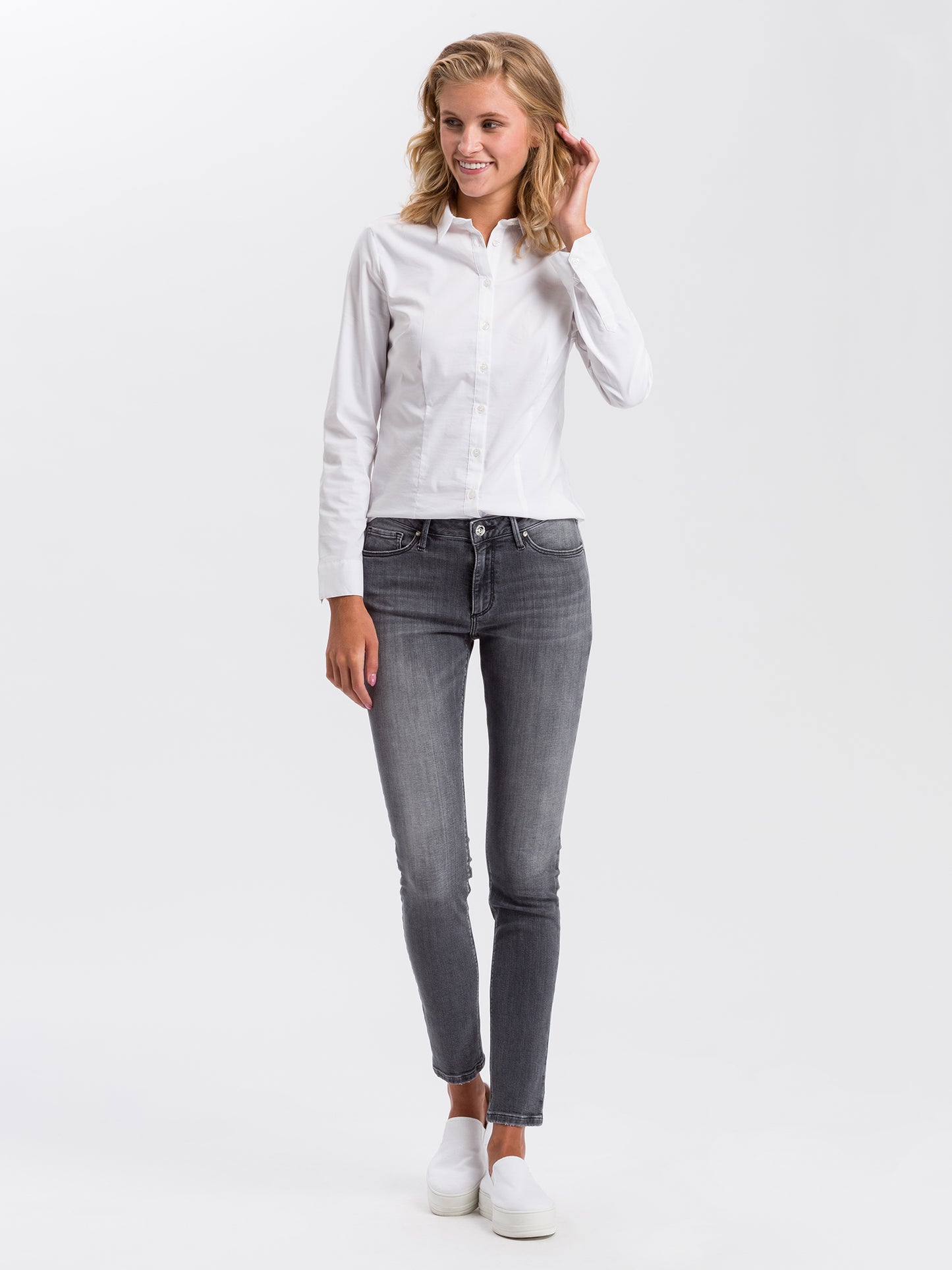 Alan Damen Jeans Skinny Fit Mid Waist grau