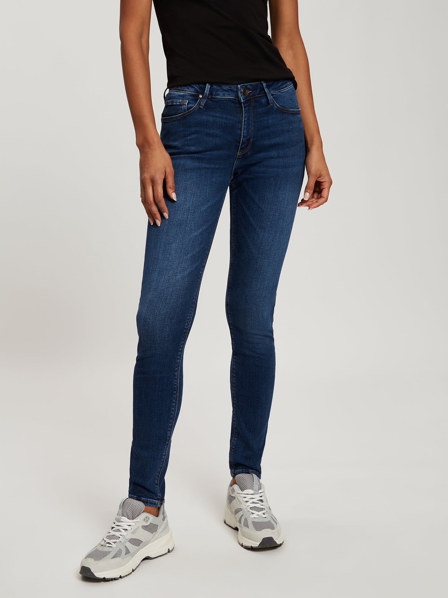 Alan Damen Jeans Skinny Fit High Waist mittelblau