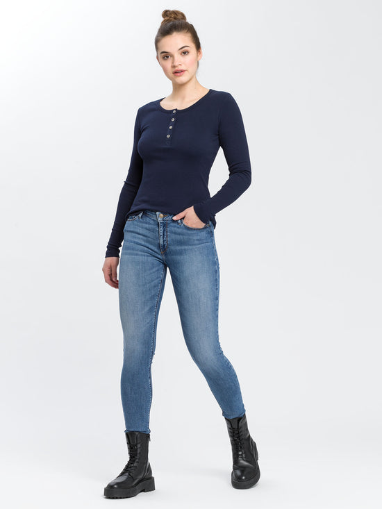 Alan Damen Jeans Skinny Fit High Waist hellblau