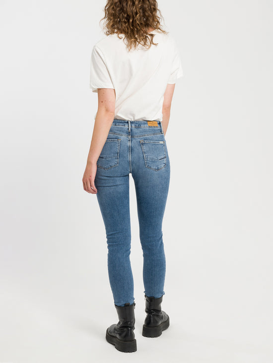 Alan Damen Jeans Skinny Fit High Waist mittelblau