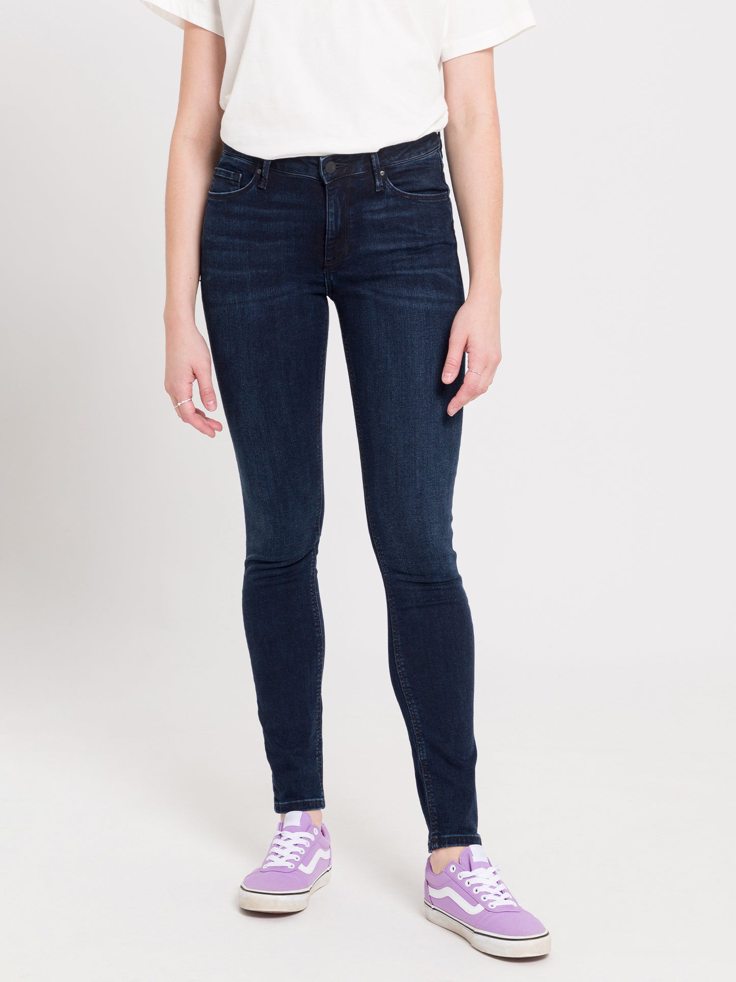 Alan Damen Jeans Skinny Fit Mid Waist schwarzblau