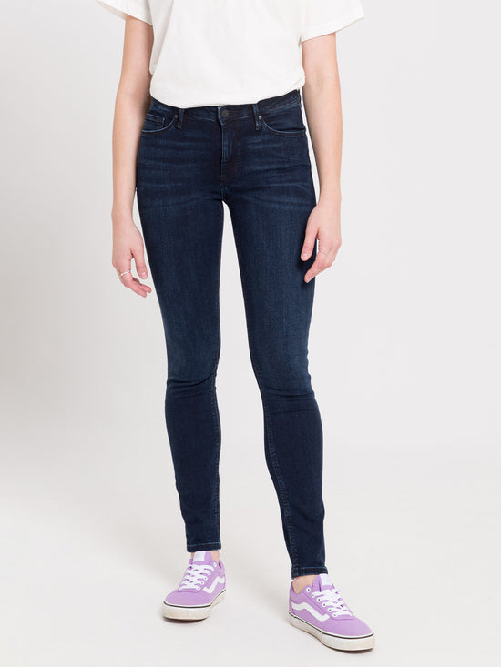 Alan Damen Jeans Skinny Fit Mid Waist schwarzblau