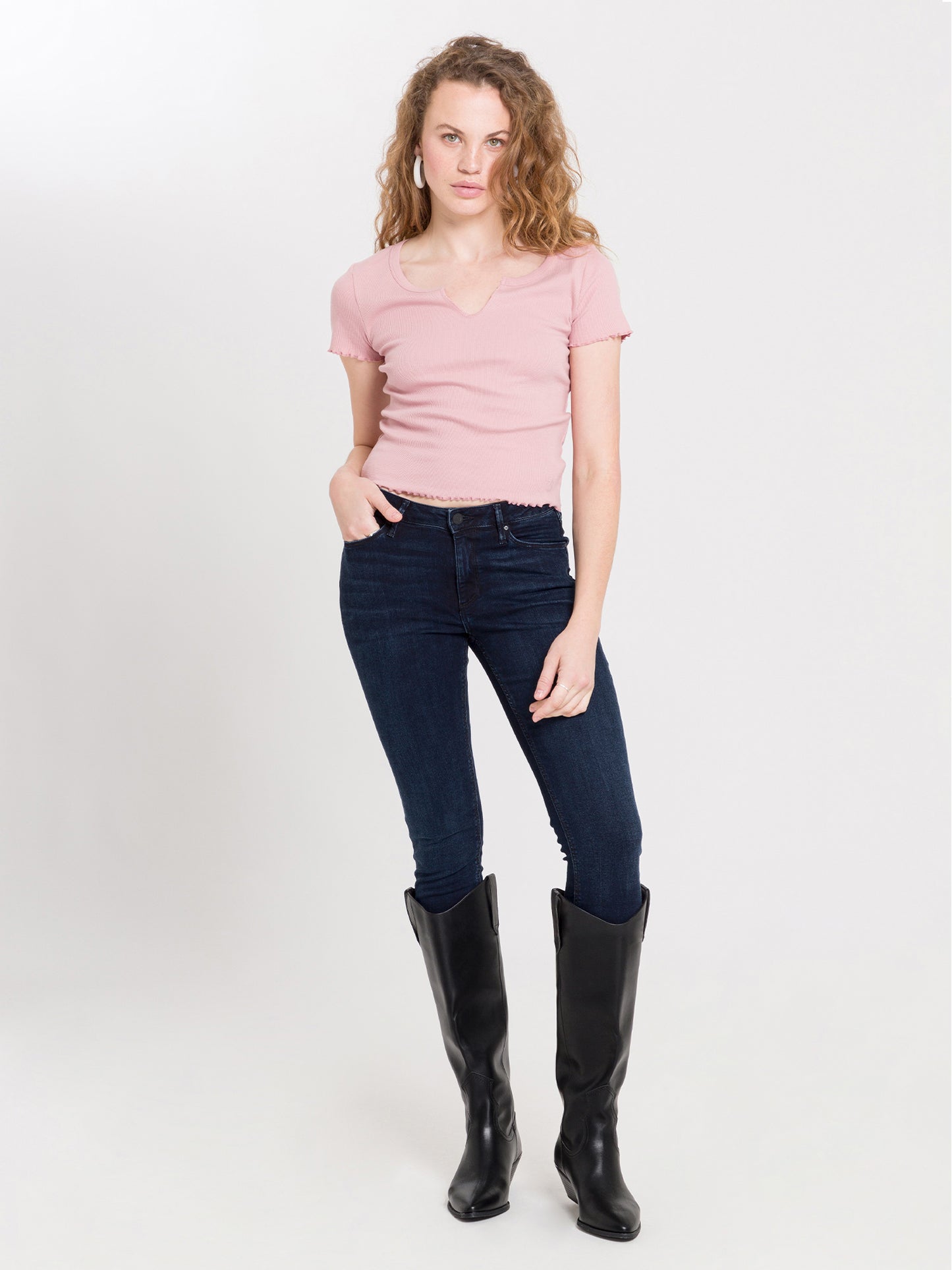 Alan Damen Jeans Skinny Fit Mid Waist schwarzblau