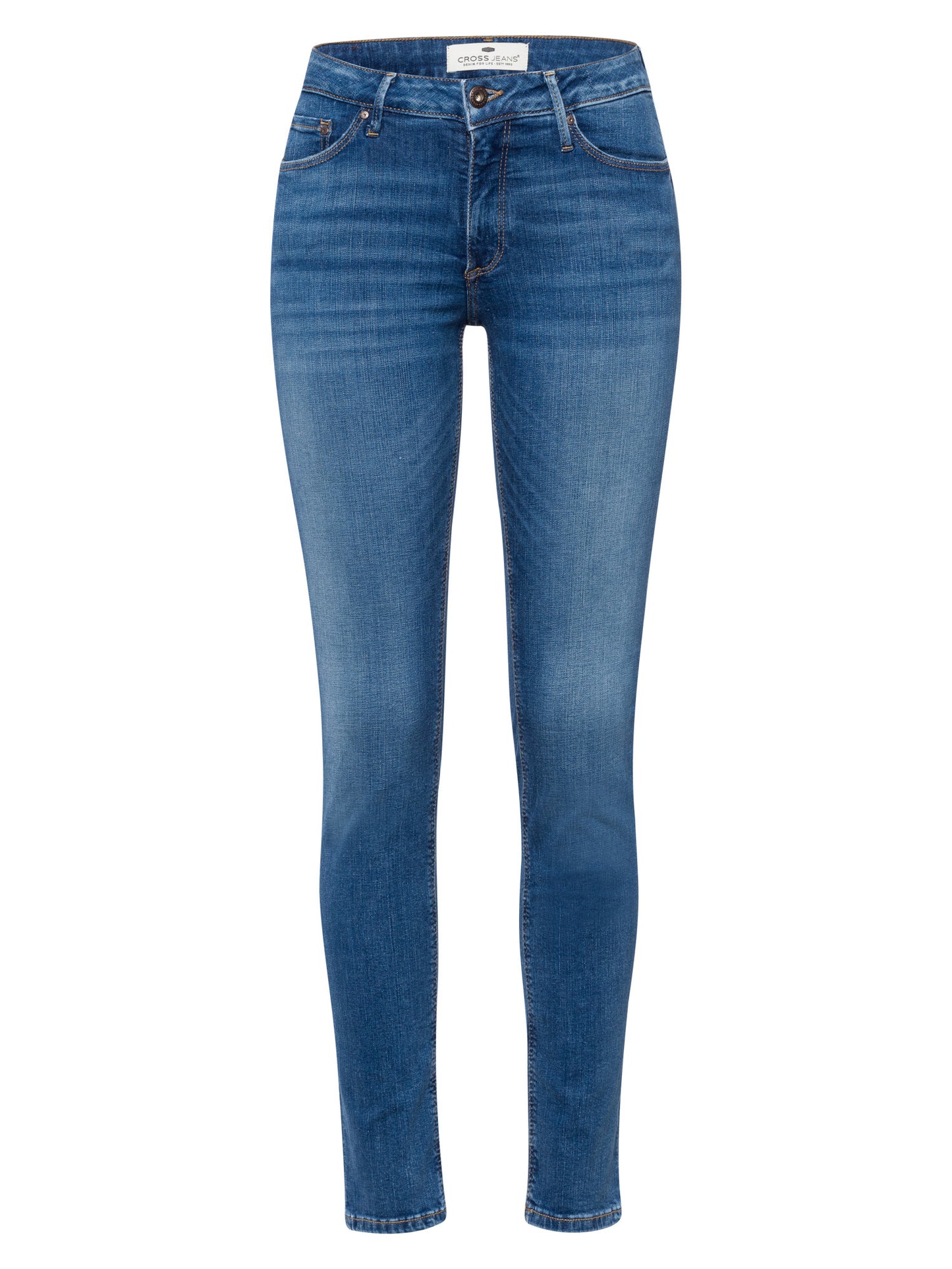 Alan Damen Jeans Skinny Fit High Waist mittelblau