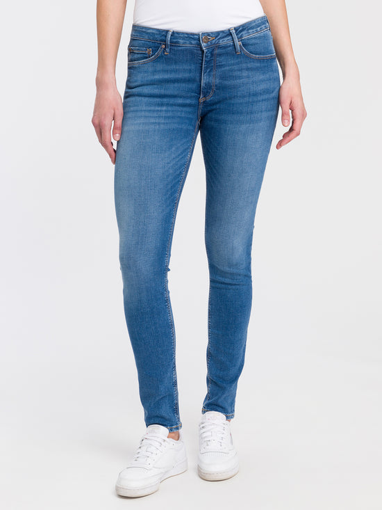 Alan Damen Jeans Skinny Fit High Waist mittelblau