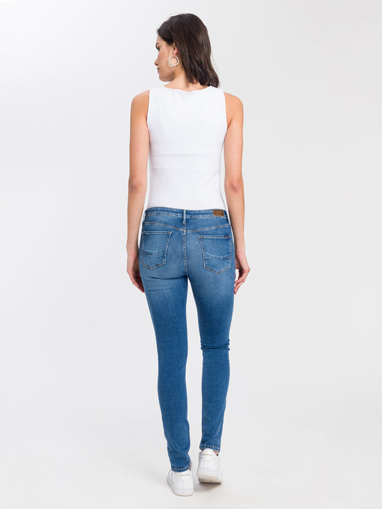 Alan Women's Jeans Skinny Fit Mid Waist Dark Mid Blue