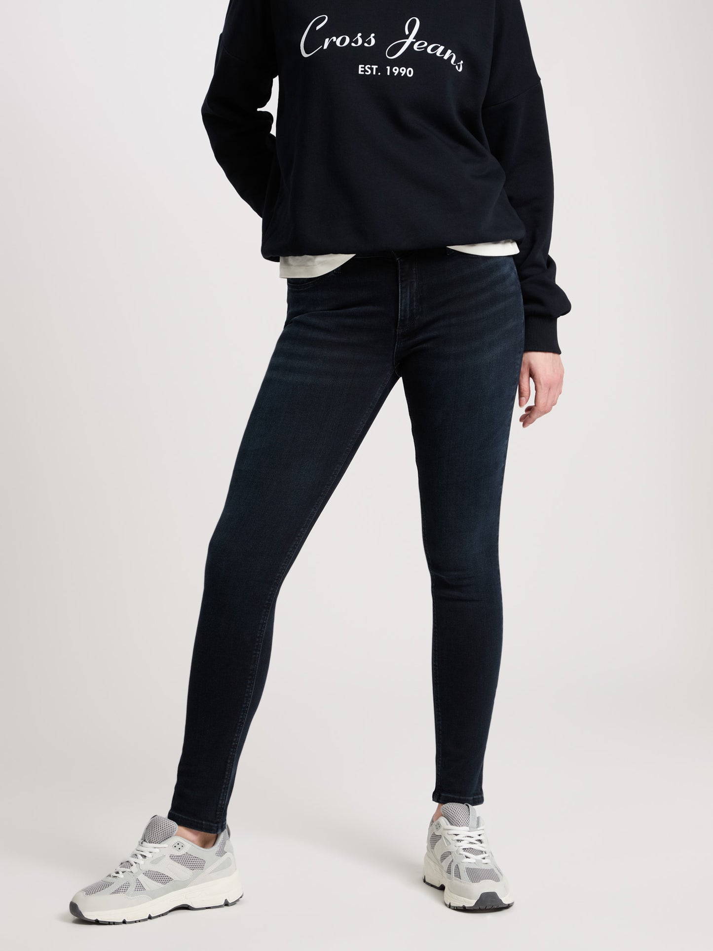 Alan Damen Jeans Skinny Fit Mid Waist blau-schwarz.