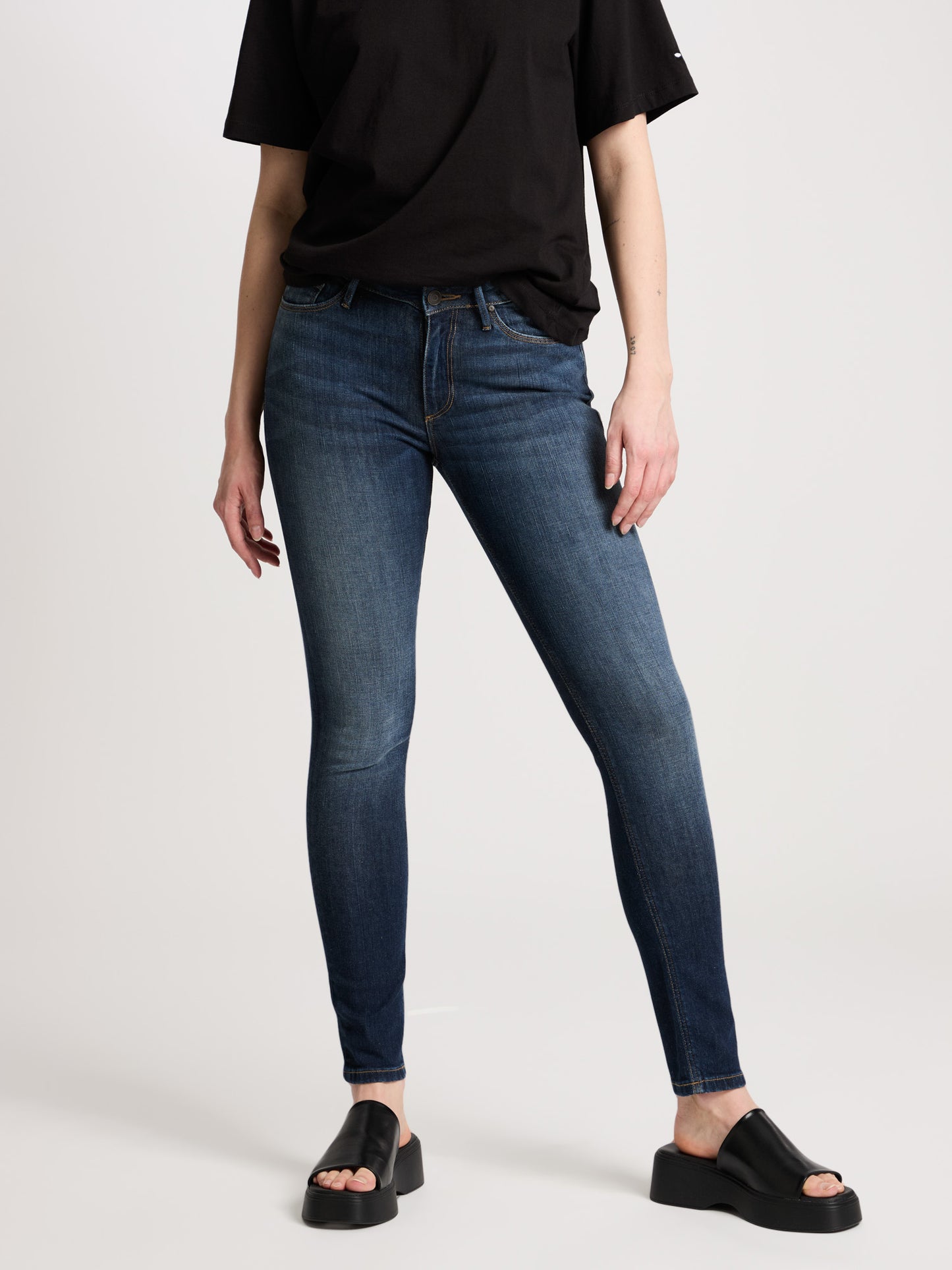 Alan Damen Jeans Skinny Fit Mid Waist dunkelblau