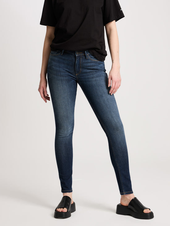 Alan Damen Jeans Skinny Fit Mid Waist dunkelblau